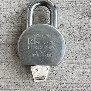Vintage American Lock Company Series 700 Padlock Hardened Steel USA With Key